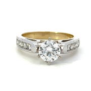 14K Two-Tone Engagement Ring With Channel Set Diamond Band - Final Sale